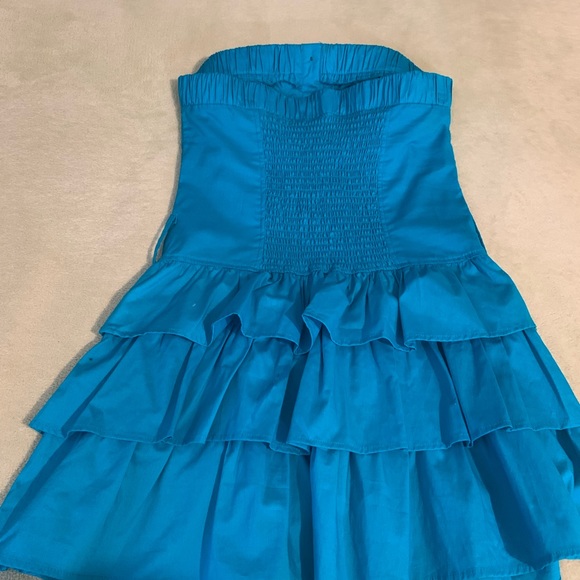 Body Central Blue Mini Sleeveless Tube Fit Pockets Cute Summer Dress size M 1032 - Picture 11 of 11